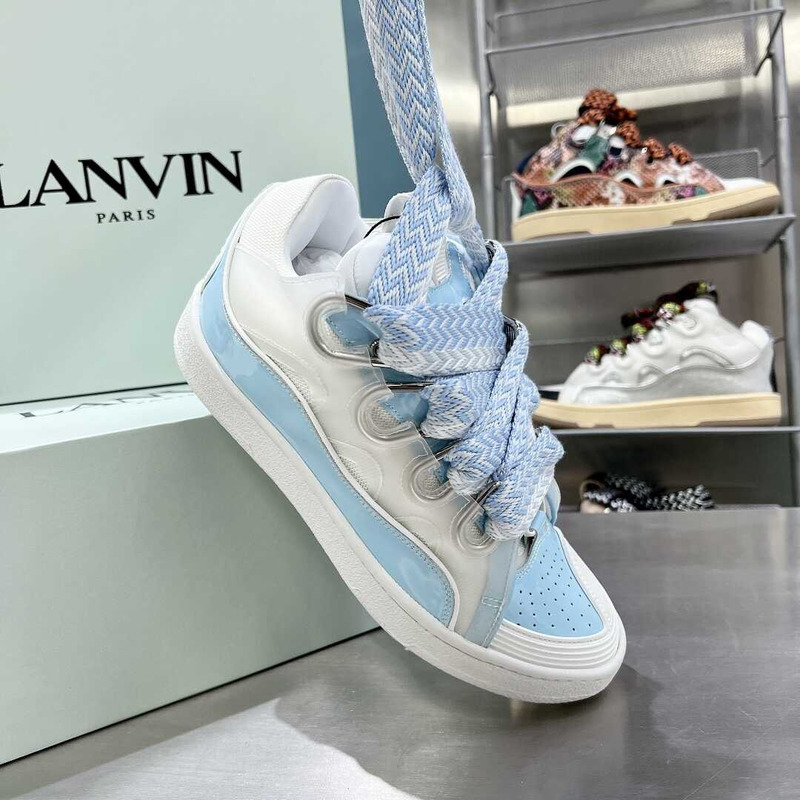 Lanvin Lurex Curb Metallic Sneakers Blue