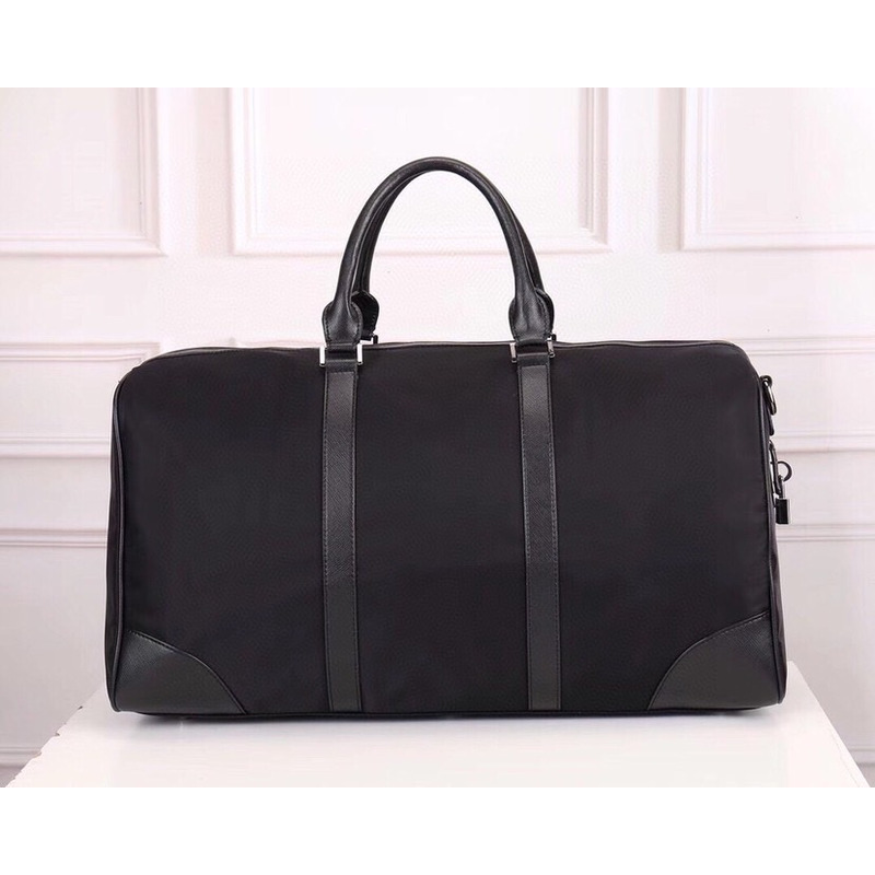 Pra*a re-nylon and saffiano leather duffle bag