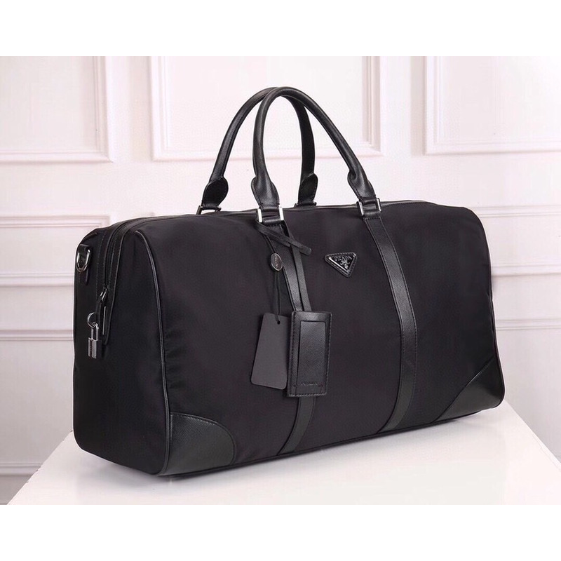 Pra*a re-nylon and saffiano leather duffle bag