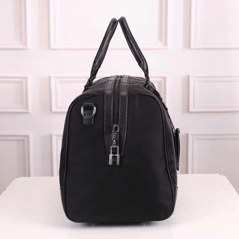 Pra*a re-nylon and saffiano leather duffle bag