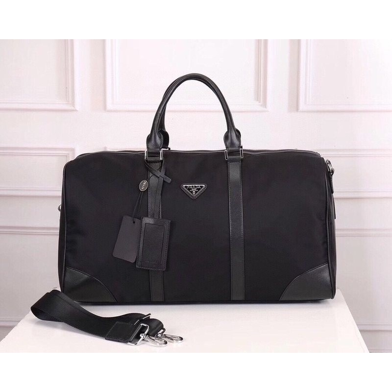 Pra*a re-nylon and saffiano leather duffle bag