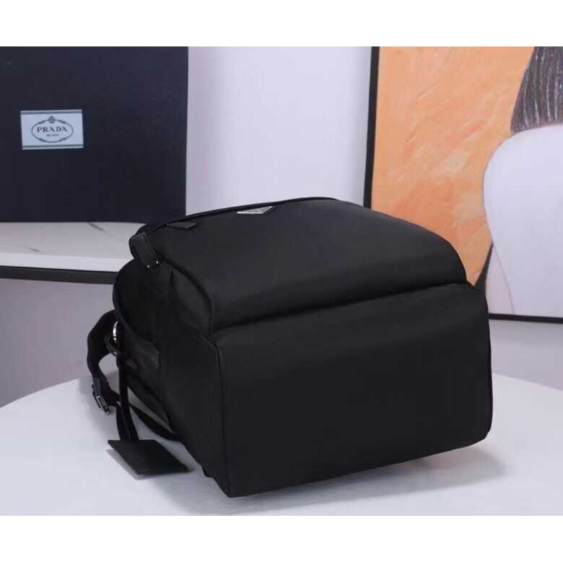 Pra*a re-nylon and leather backpack black