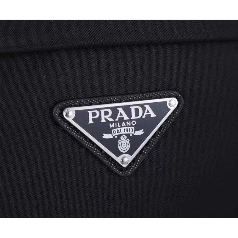 Pra*a re-nylon and leather backpack black