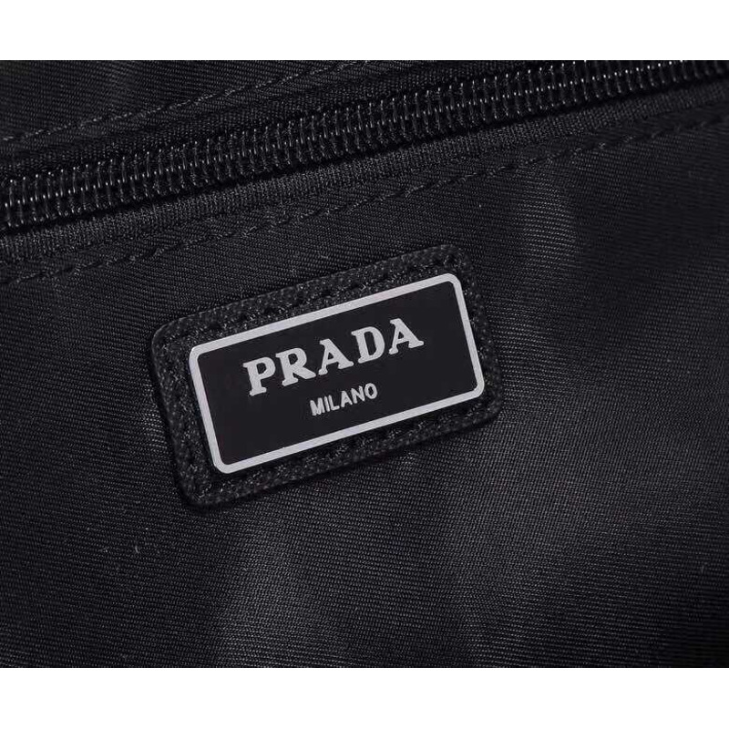 Pra*a re-nylon and leather backpack black