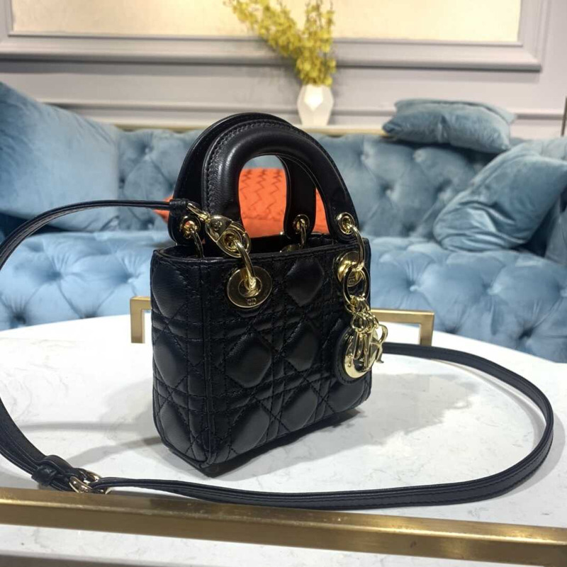 D*or  lady D*or bag cannage lambskin medium black