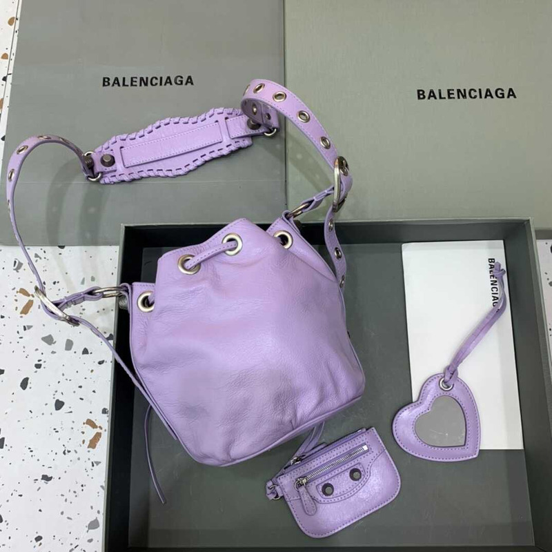 Ba*len*cia*ga le cagole xs bucket bag purple