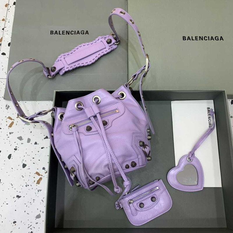 Ba*len*cia*ga le cagole xs bucket bag purple