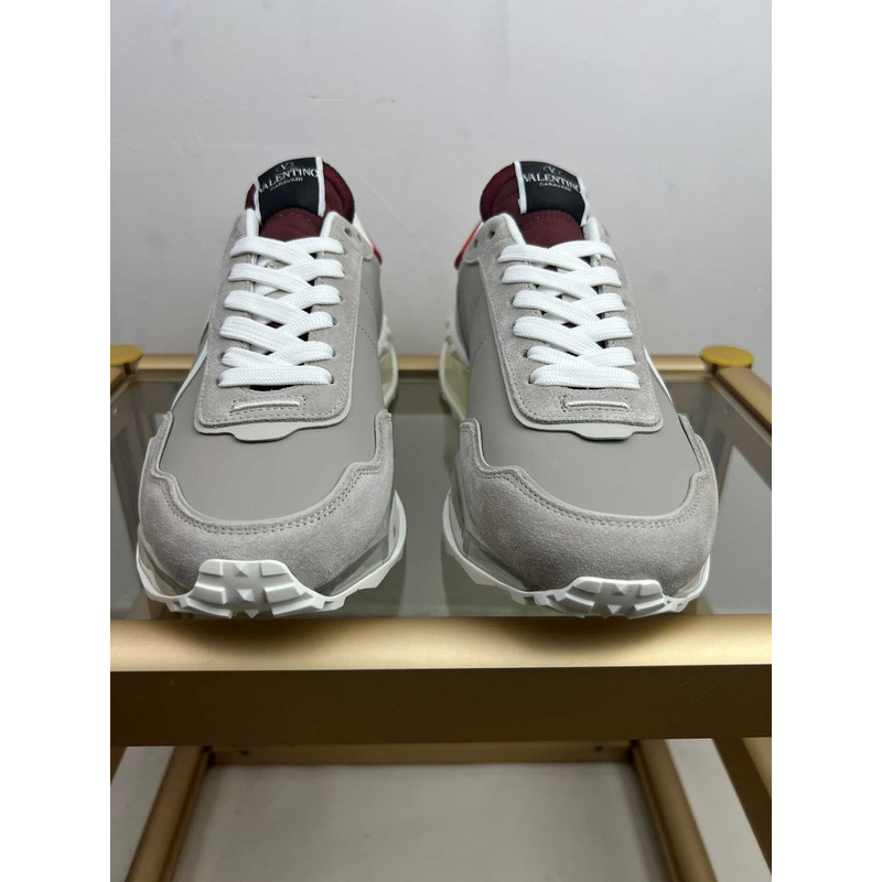 Valentino Garavani Vlogo Sneakers Gray and Red