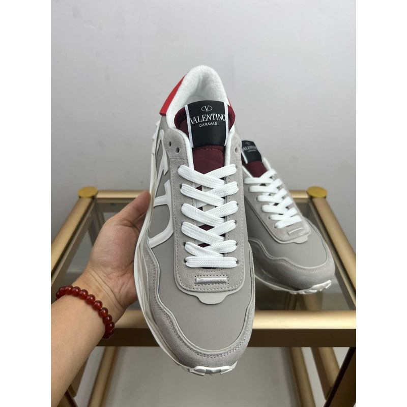 Valentino Garavani Vlogo Sneakers Gray and Red