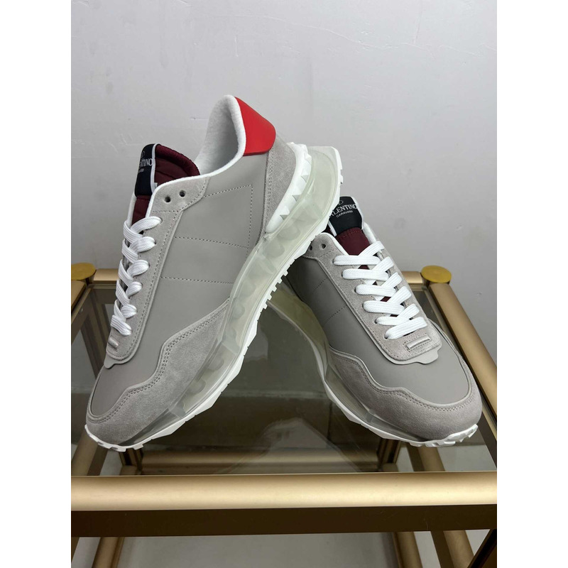 Valentino Garavani Vlogo Sneakers Gray and Red