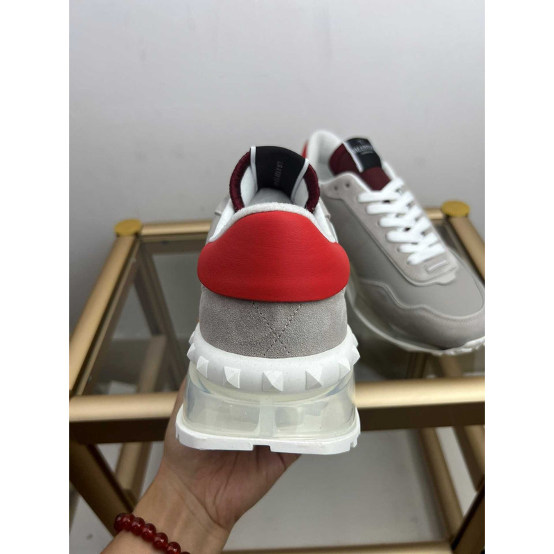 Valentino Garavani Vlogo Sneakers Gray and Red