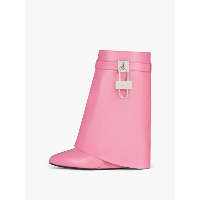 Givenchy Women\''s Shark Lock Leather Ankle Boots Short Pink