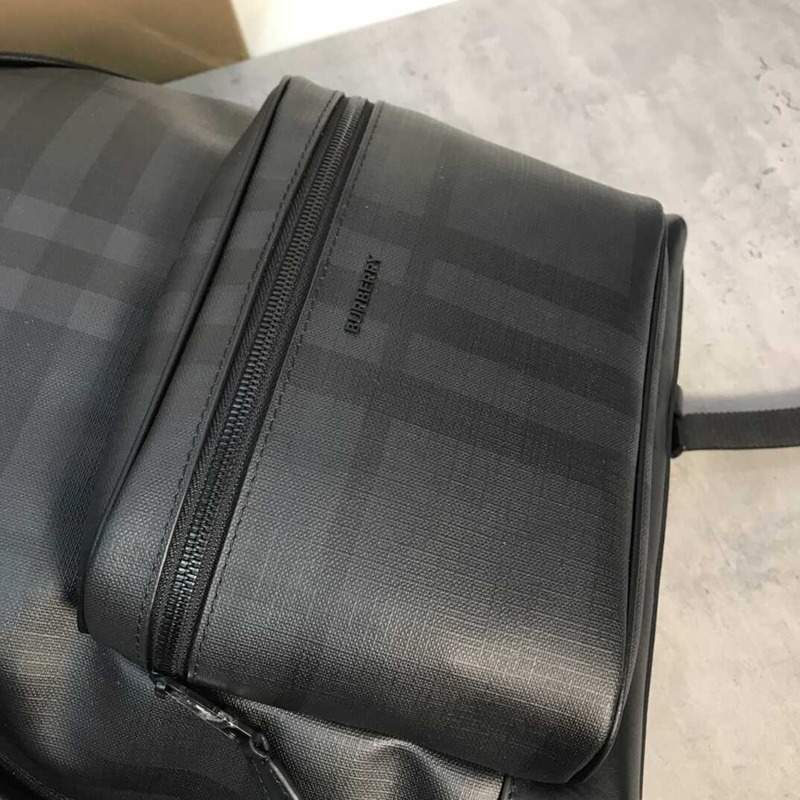 B**rry checked leather backpack