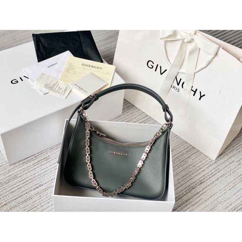 Givenchy Moon Cut Out Small Leather Shoulder Bag Army Green