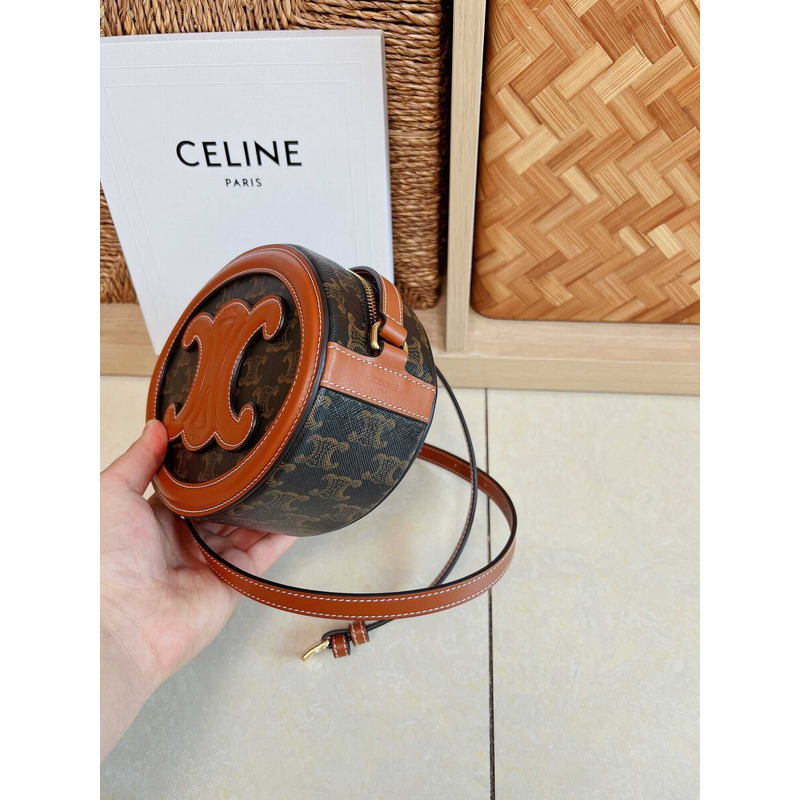 Ce**e calfskin oval shoulder bag