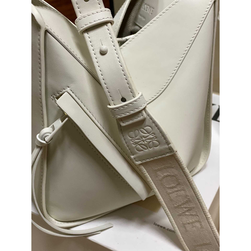 Loewe Compact Hammock Satin Calfskin White Glaze