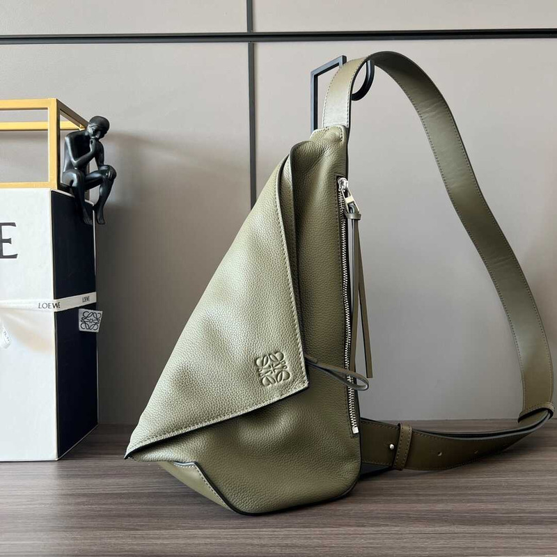 Loewe Anton Sling In Soft Grained Calfskin Khaki Green