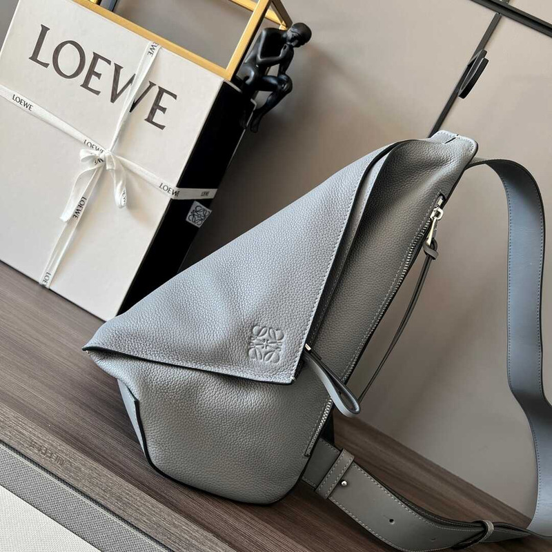 Loewe Anton Sling In Soft Grained Calfskin Light Grey