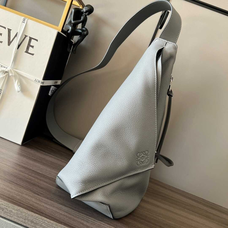 Loewe Anton Sling In Soft Grained Calfskin Light Grey