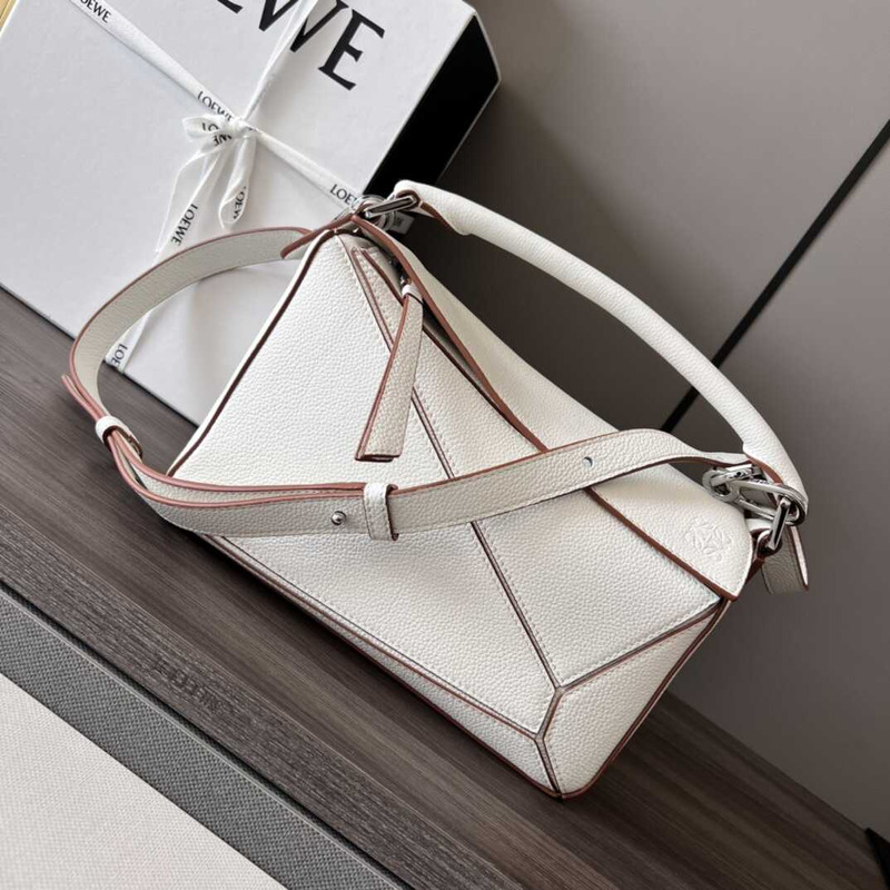 Loewe Small Puzzle Bag In Classic Calfskin White