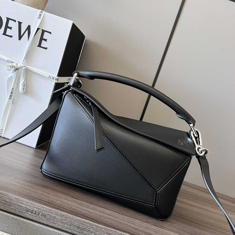 Loewe Mini Leather Puzzle Top-Handle Bag Black