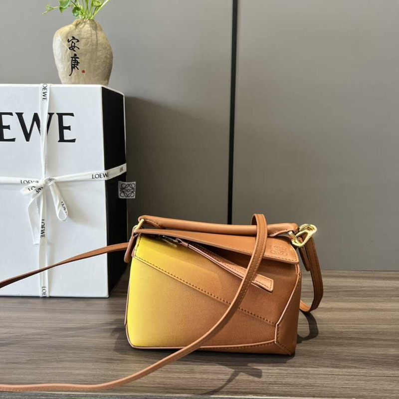 Loewe Mini Leather Puzzle Top-Handle Bag Yellow