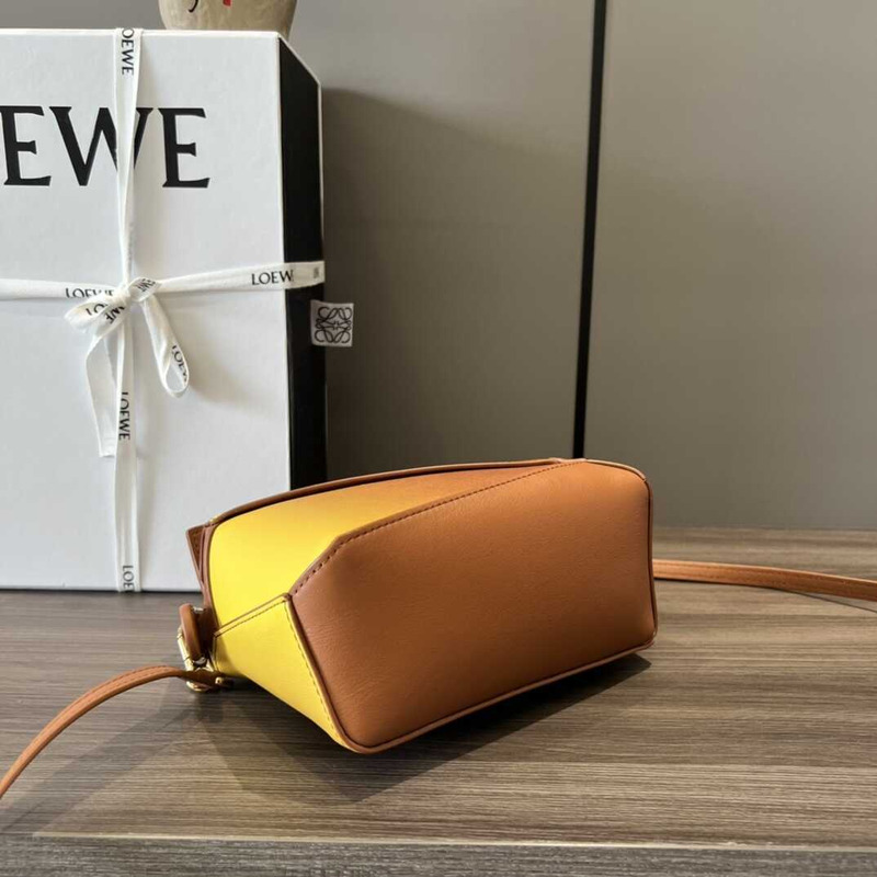 Loewe Mini Leather Puzzle Top-Handle Bag Yellow