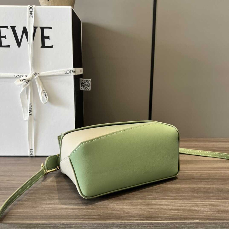 Loewe Mini Leather Puzzle Top-Handle Bag Green