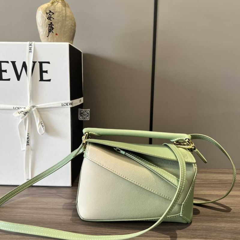 Loewe Mini Leather Puzzle Top-Handle Bag Green