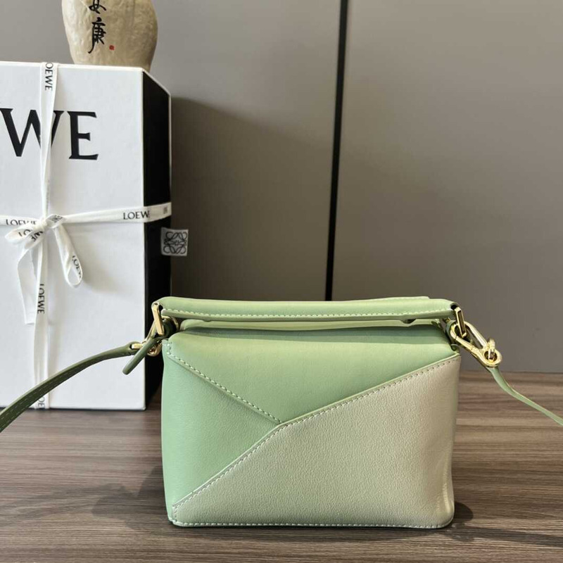 Loewe Mini Leather Puzzle Top-Handle Bag Green