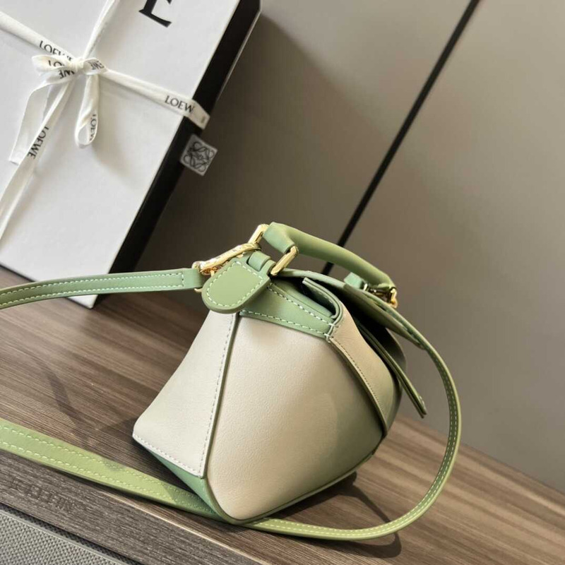 Loewe Mini Leather Puzzle Top-Handle Bag Green