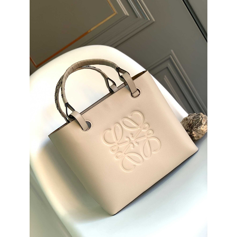 Loewe Small Anagram Tote In Classic Calfskin Beige