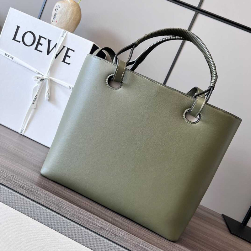 Loewe Small Anagram Tote In Classic Calfskin Green