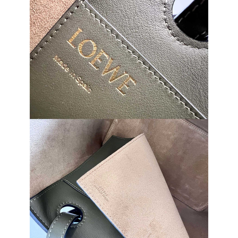 Loewe Small Anagram Tote In Classic Calfskin Green