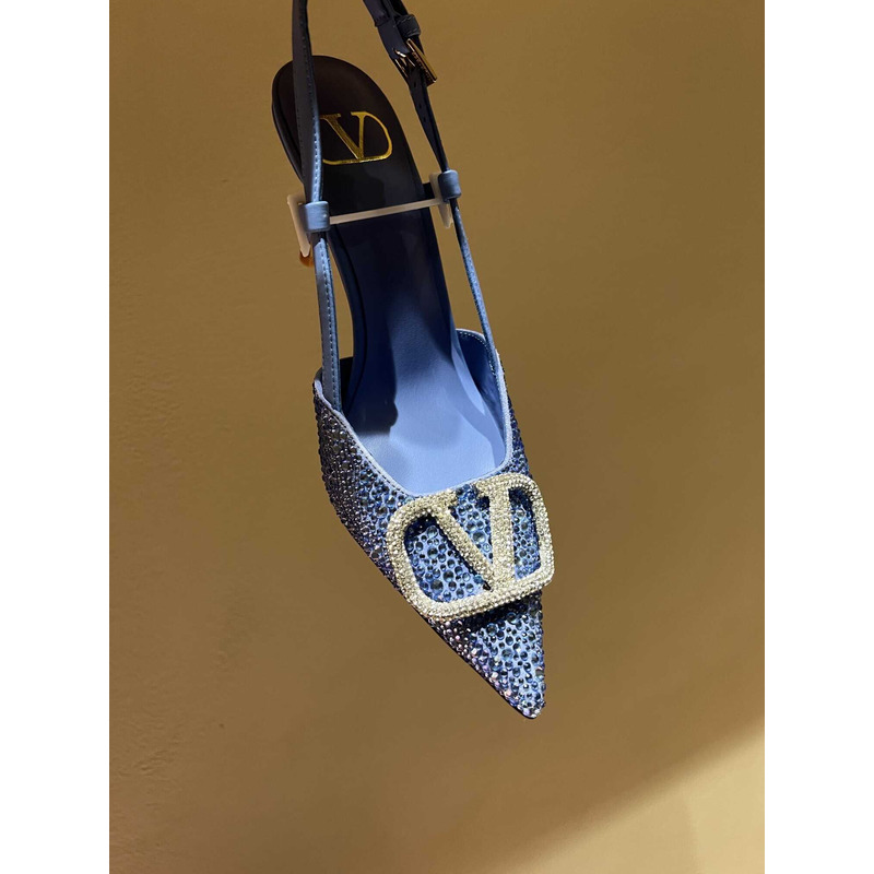 Valentino Glitter Diamond High Heel Blue