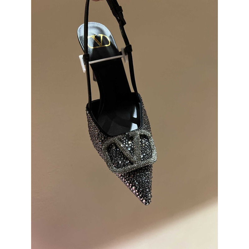 Valentino Glitter Diamond High Heel Black