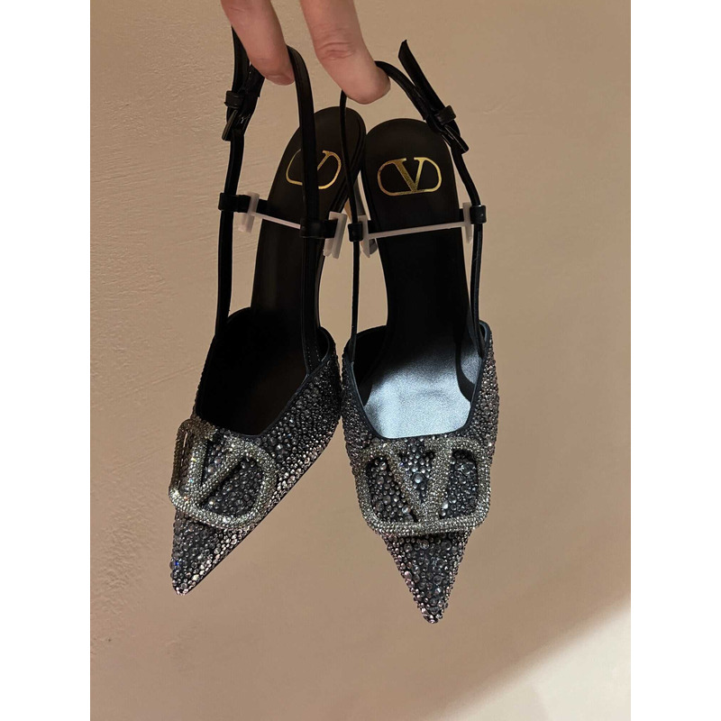 Valentino Glitter Diamond High Heel Black