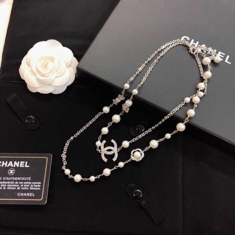 Ch*el cc pearl long necklace