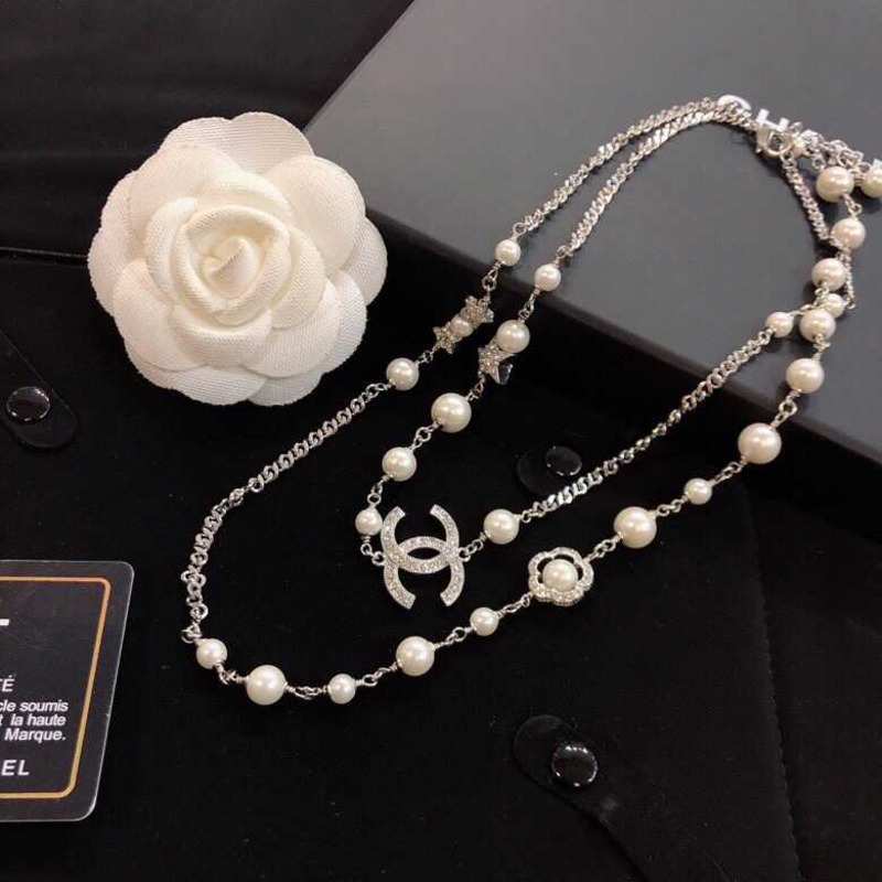 Ch*el cc pearl long necklace