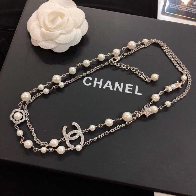 Ch*el cc pearl long necklace