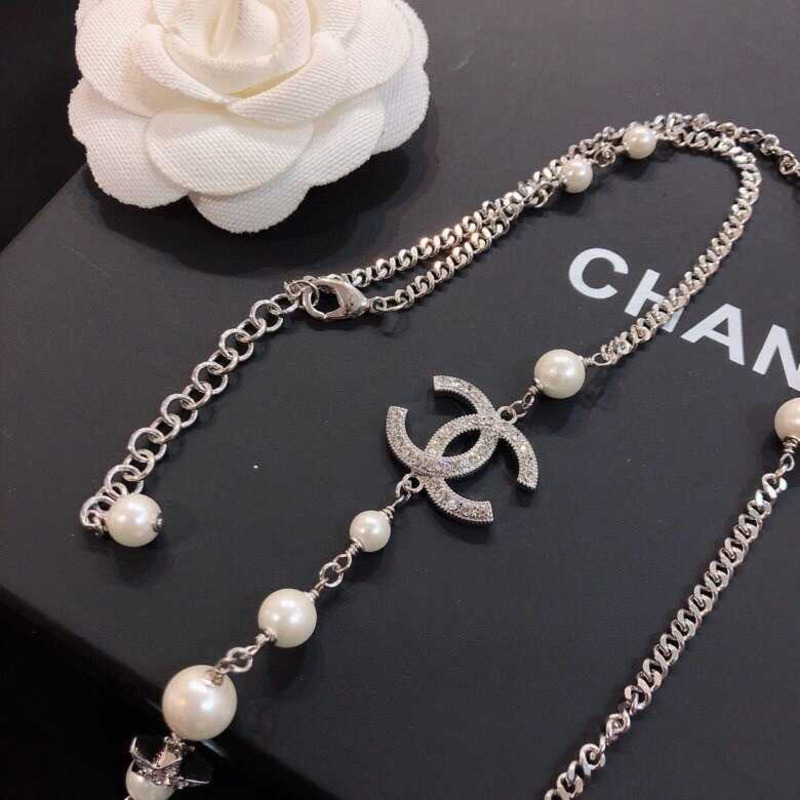 Ch*el cc pearl long necklace