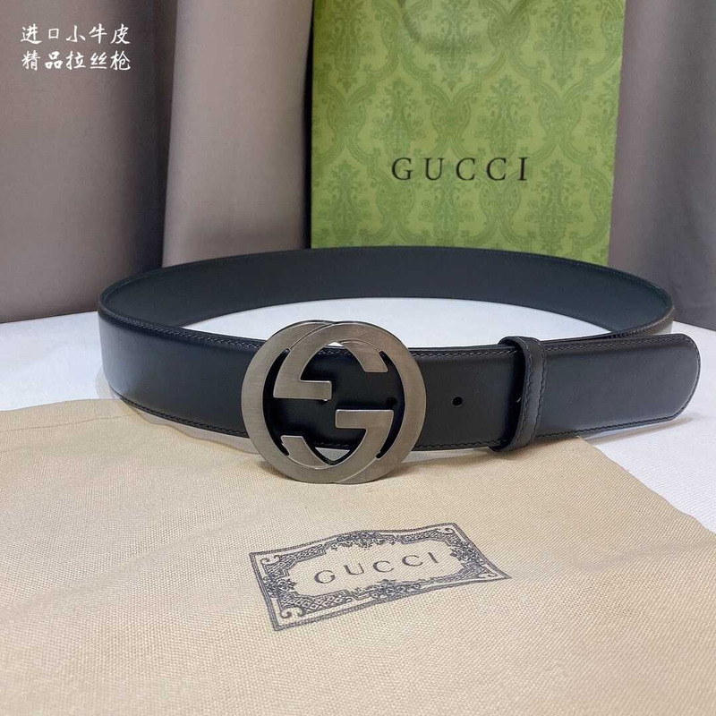 G*u*i interlocking g leather belt black