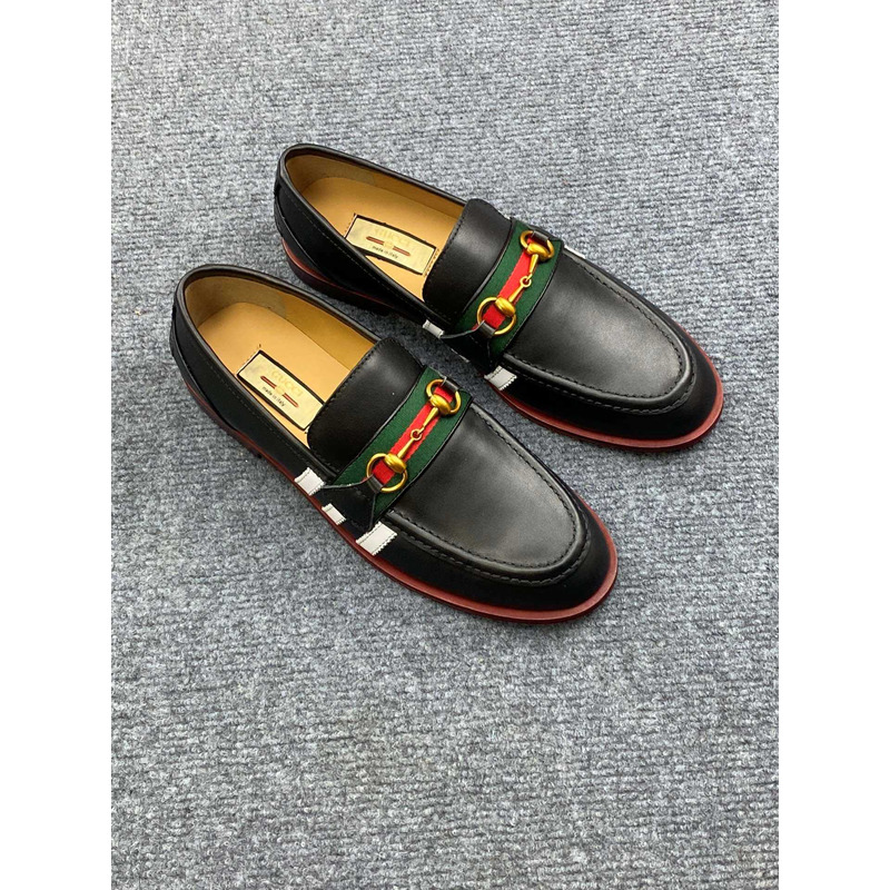 G*u*i horsebit  leather loafers in black