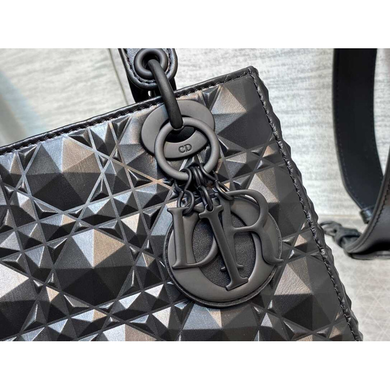 D*or leather diamond shaped cannage lady D*or bag black