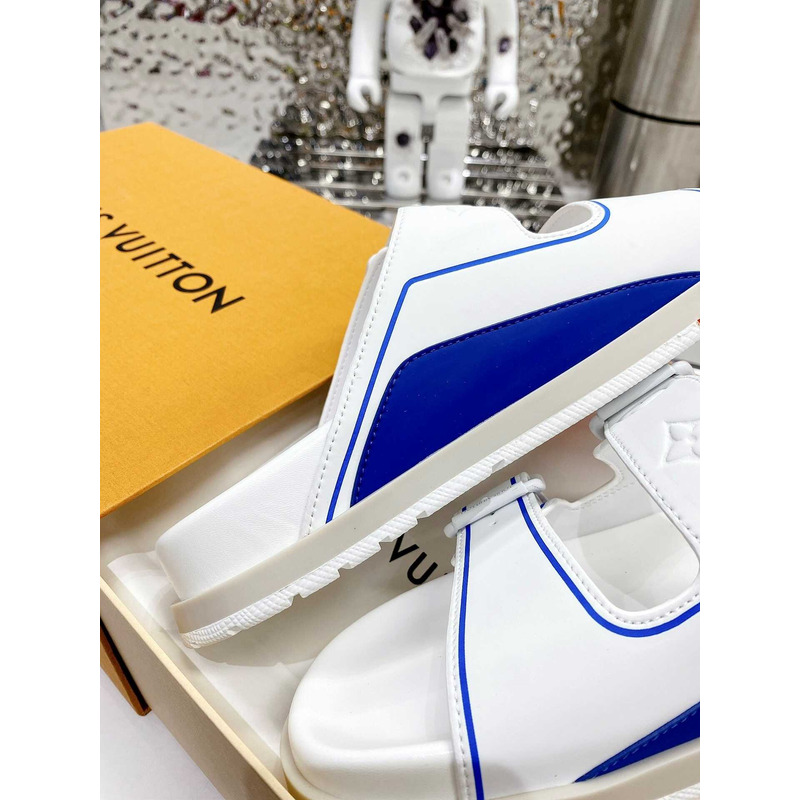 l**is V*t*n leather sandals white&blue