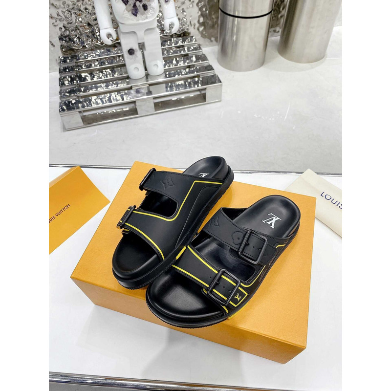 l**is V*t*n leather sandals yellow&black