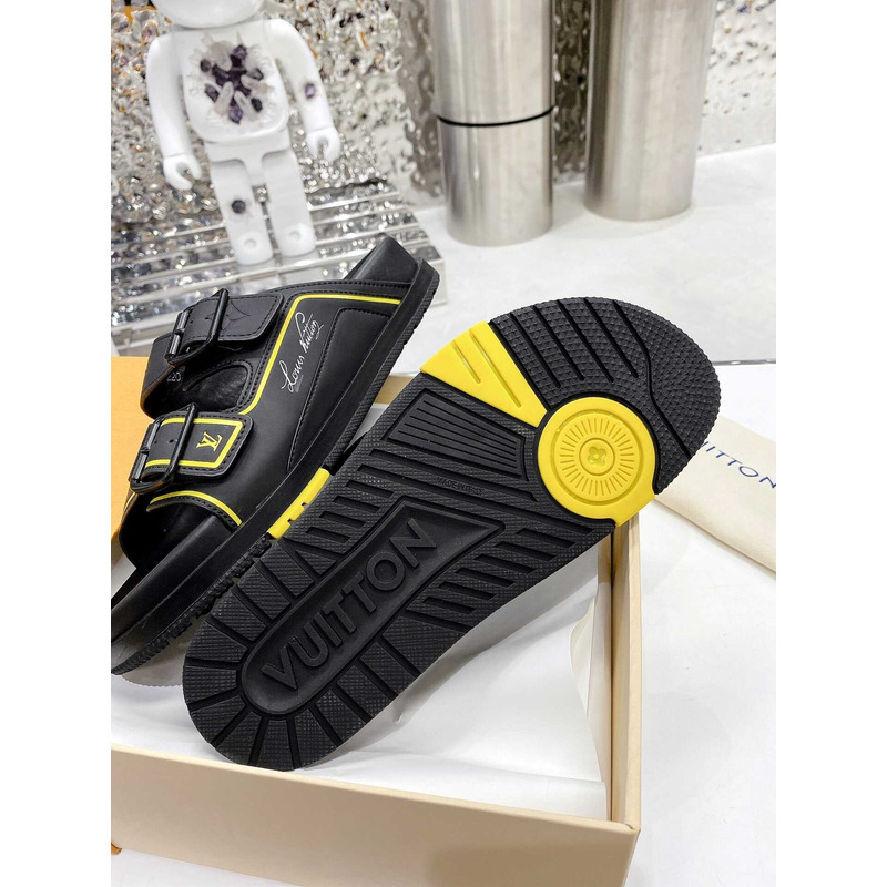 l**is V*t*n leather sandals yellow&black