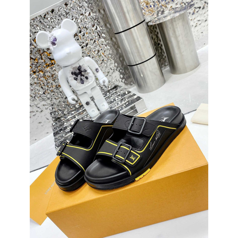 l**is V*t*n leather sandals yellow&black