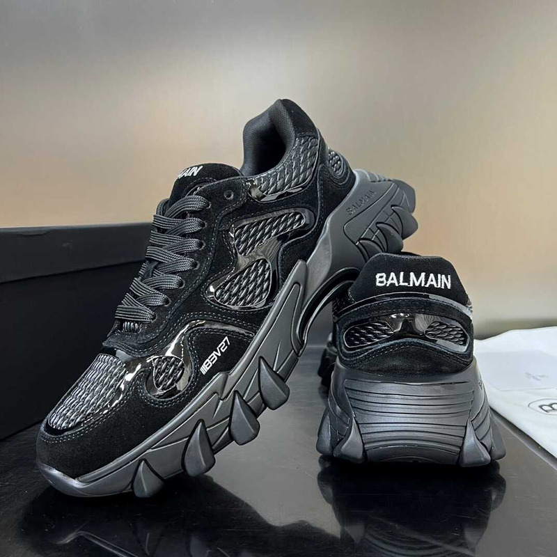 Balmain B-East Leather Suede And Mesh Sneakers