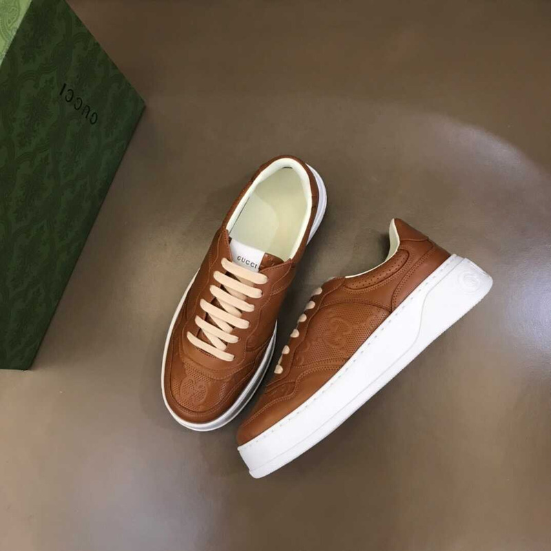 G*u*i gg leather sneakers brown